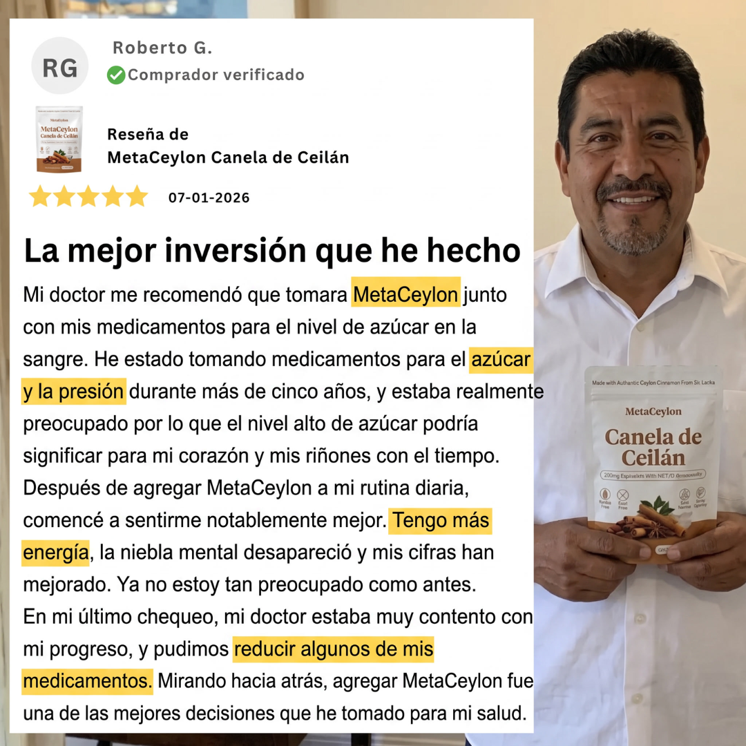 Canela de Ceilán 7200 mg equivalente con aceite MCT