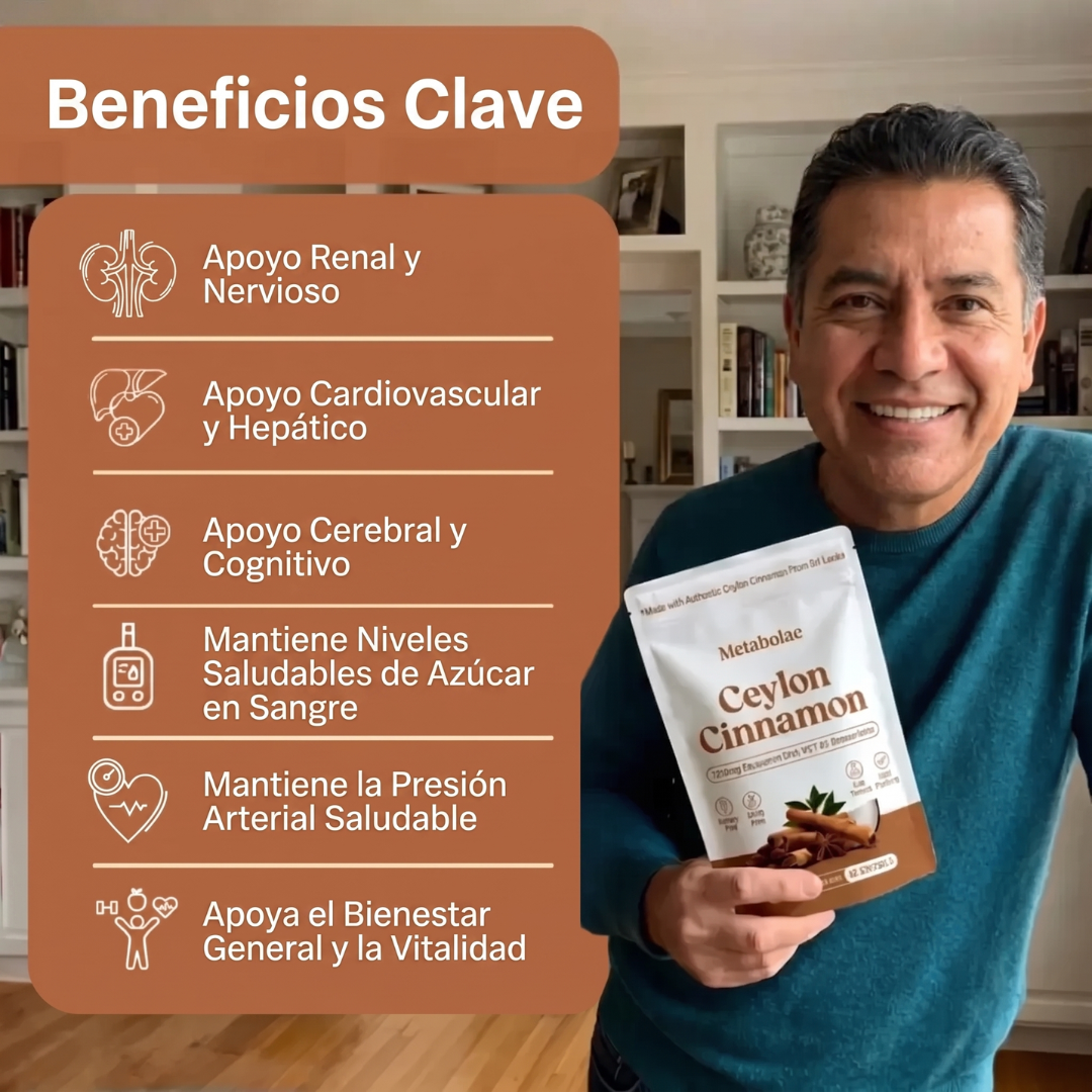 Canela de Ceilán 7200 mg equivalente con aceite MCT